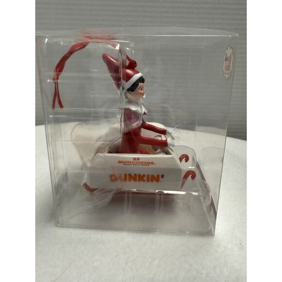 NEW Dunkin Donuts Elf on the Shelf Christmas Ornament 2022 In Munchkin Sleigh - Picture 5 of 9